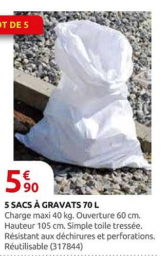 5 SACS À GRAVATS 70 L