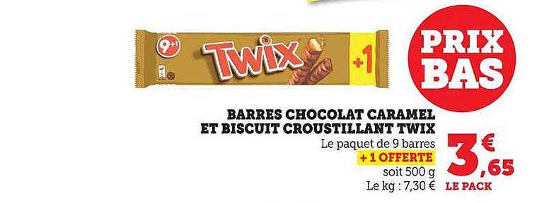 BARRES CHOCOLAT CARAMEL ET BISCUIT CROUSTILLANT TWIX