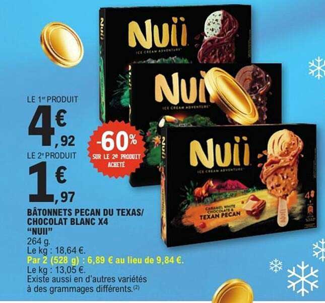 Bâtonnets Pecan du Texas/ Chocolat Blanc X4 "Nuii"