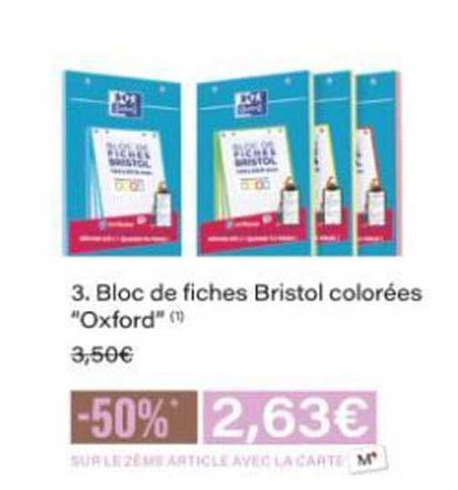 Bloc de fiches Bristol colorées “Oxford”