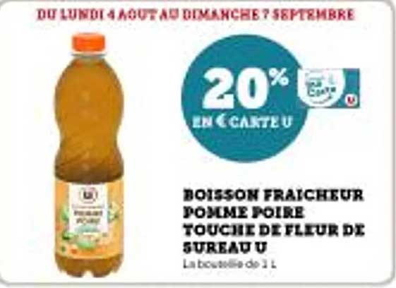 BOISSON FRAICHEUR POMME POIRE TOUCHE DE FLEUR DE SUREAU U