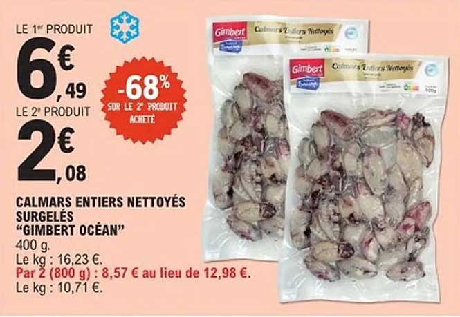 CALMARS ENTiers NETTOYÉS SURGELÉS "GIMBERT OCEAN"