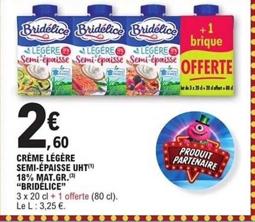 CRÈME LÉGÈRE SEMI-ÉPAISSE UHT 18% MAT.GR. "BRIDELICE"