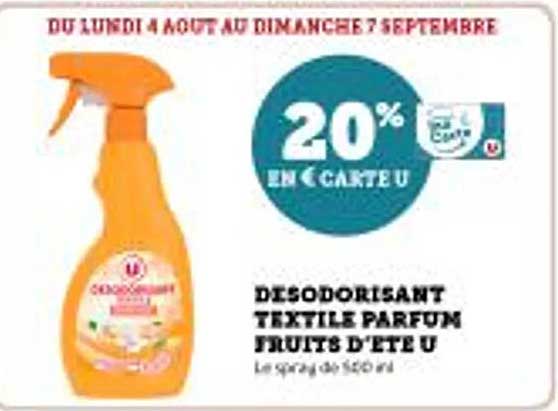 DESODORISANT TEXTILE PARFUM FRUITS D'ÉTÉ U