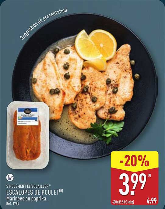 ESCALOPES DE POULET MARINÉES AU PAPRIKA