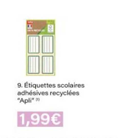 Étiquettes scolaires adhésives recyclées "Apli"