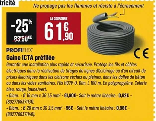 Gaine ICTA préfilée