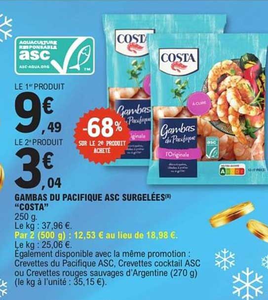 Gambas du Pacifique ASC surgelées "COSTA"