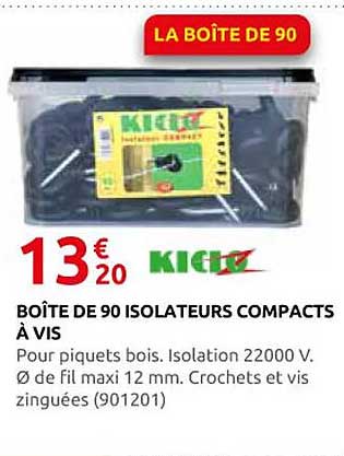 LA BOÎTE DE 90 ISOLATEURS COMPACTS À VIS