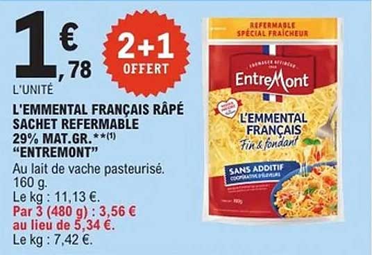 L'Emmental Français Râpé Sachet Refermable