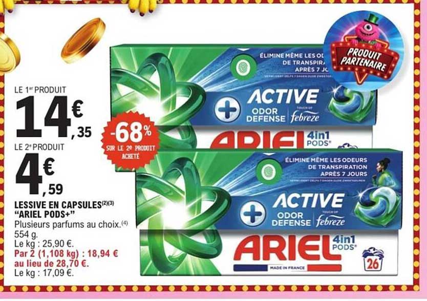 LESSIVE EN CAPSULES "ARIEL PODS+"