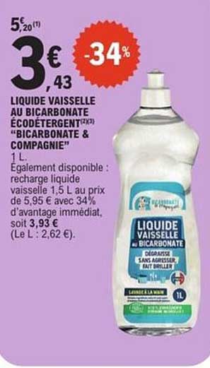 LIQUIDE VAISSELLE AU BICARBONATE ECODÉTERGENT "BICARBONATE & COMPAGNIE"
