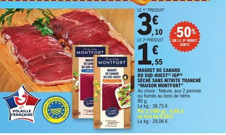 MAGRET DE CANARD DU SUD-OUEST IGP SÉCHÉ SANS NITRITE TRANCHÉ “MAISON MONTFORT”