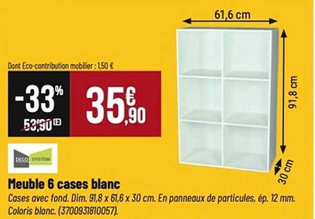 Meuble 6 cases blanc