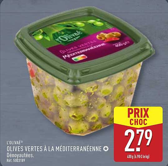 OLIVES VERTES À LA MÉDITERRANÉENNE Dénoyautées