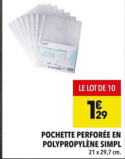 POCHETTE PERFORÉE EN POLYPROPYLÈNE SIMPL