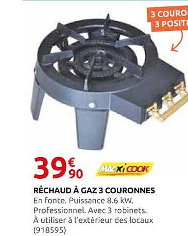 RÉCHAUD À GAZ 3 COURONNES