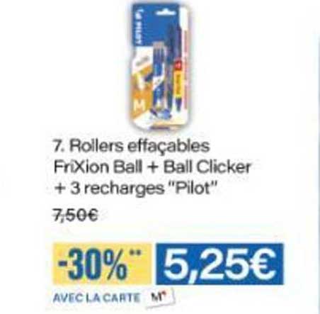Rollers effaçables FriXion Ball + Ball Clicker + 3 recharges "Pilot"