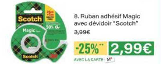 Ruban adhésif Magic avec dévidoir "Scotch"