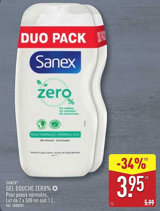 SANEX GEL DOUCHE ZERO% DUO PACK