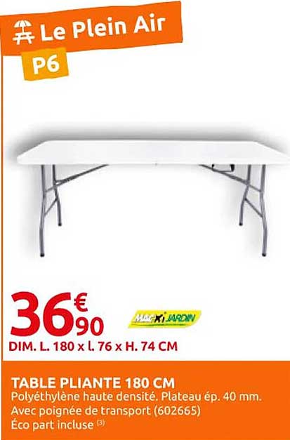 TABLE PLiante 180 CM