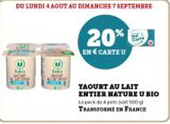 Yaourt au lait entier nature U bio