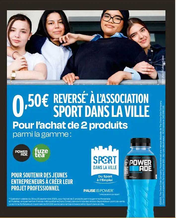 0,50€ reversé à l'association SPORT DANS LA VILLE