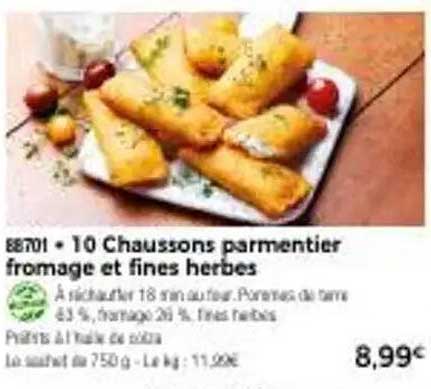 10 Chaussons parmentier fromage et fines herbes