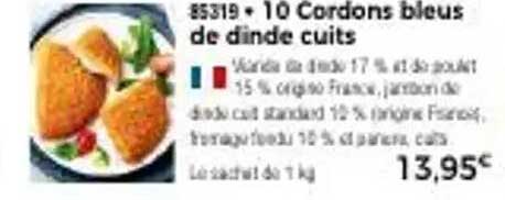 10 Cordons bleus de dinde cuits
