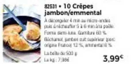10 Crêpes jambon/emmental