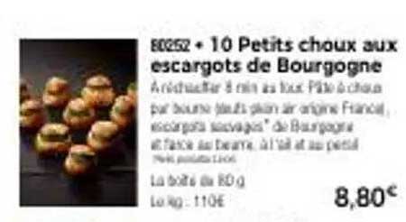 10 Petits choux aux escargots de Bourgogne