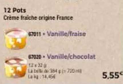 12 Pots Crème fraîche origine France