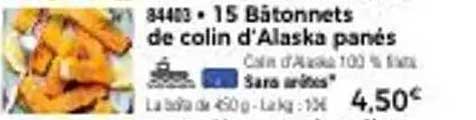 15 Bâtonnets de colin d'Alaska panés