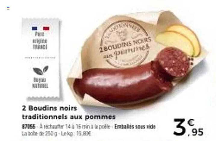 2 Boudins noirs traditionnels aux pommes