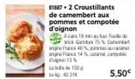 2 Croustillants de camembert aux pommes et compotée d'oignon