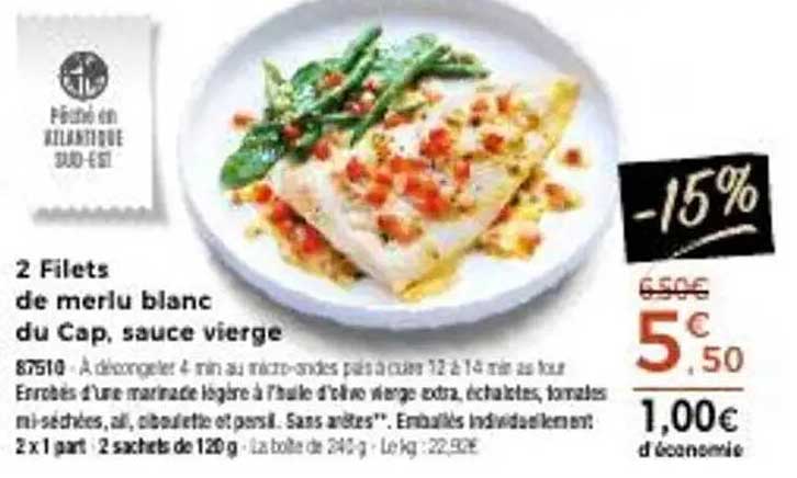 2 Filets de merlu blanc du Cap, sauce vierge