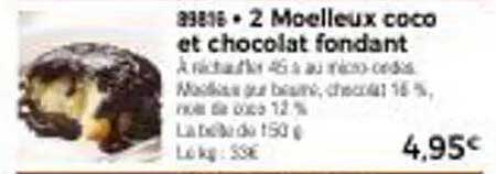 2 Moelleux coco et chocolat fondant