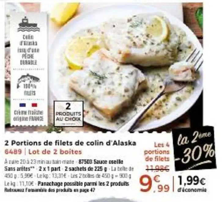 2 Portions de filets de colin d'Alaska
