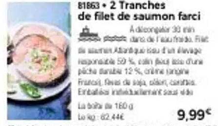 2 Tranches de filet de saumon farci