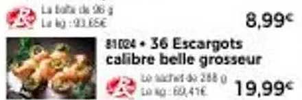 36 Escargots calibre belle grosseur