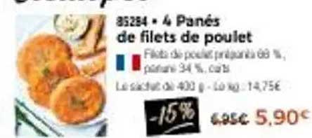 4 Panés de filets de poulet