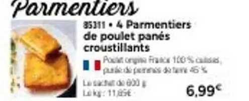 4 Parmentiers de poulet panés croustillants