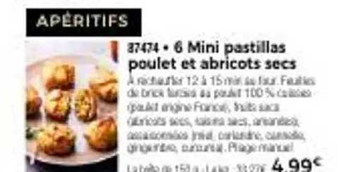 6 Mini pastillas poulet et abricots secs