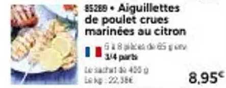 Aiguillettes de poulet crues marinées au citron