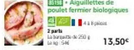 Aiguillettes de poulet fermier biologiques
