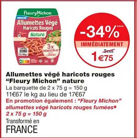 Allumettes végé haricots rouges "Fleury Michon" nature