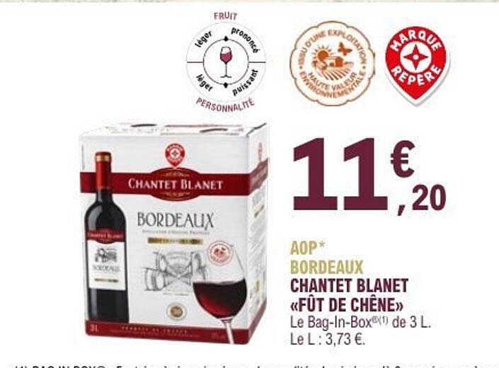 AOP* BORDEAUX CHANTET BLANET «FÛT DE CHÊNE»