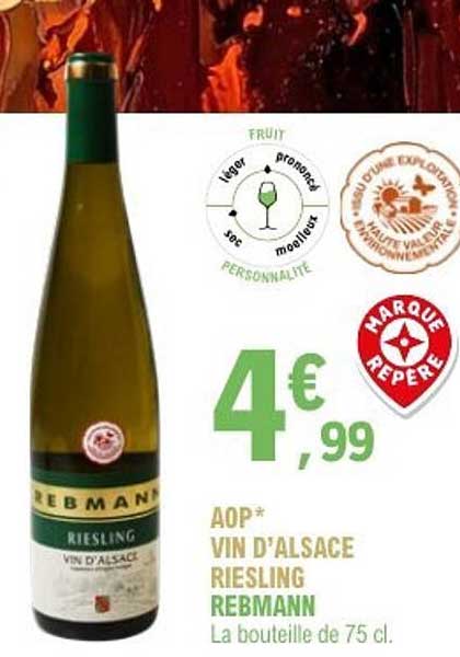 AOP* VIN D'ALSACE RIESLING REBMANN