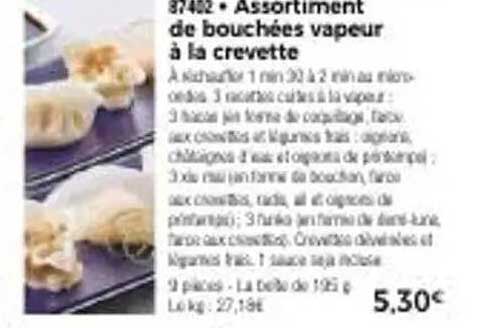 Assortiment de bouchées vapeur à la crevette