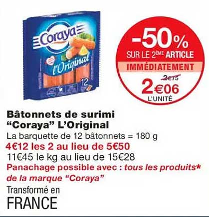 Bâtonnets de surimi “Coraya” L'Original